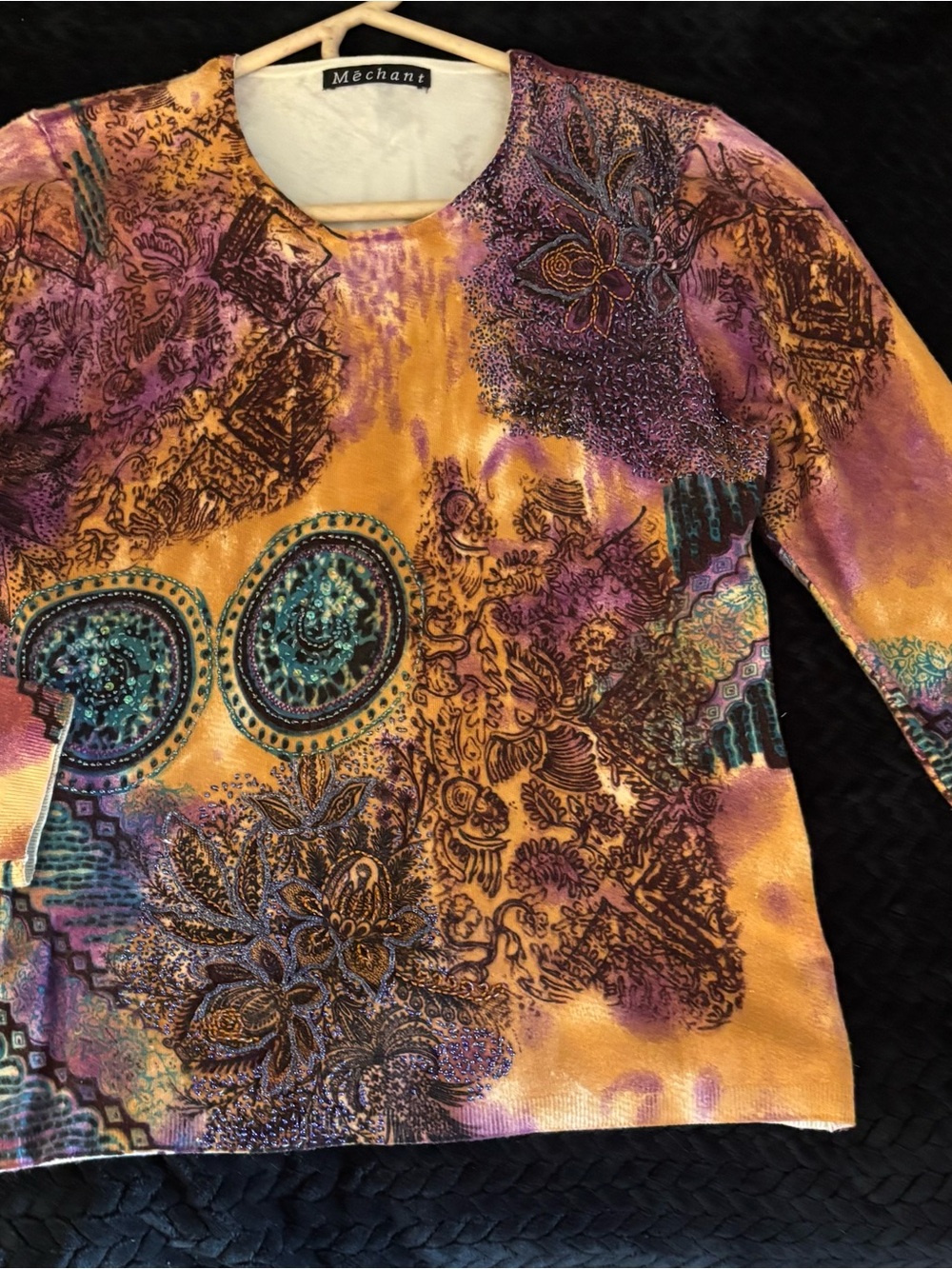 Méchant Purple & Gold Printed Long-Sleeve Women's Sweater